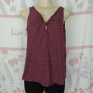 Old Navy Maroon and White Sleeveless Top